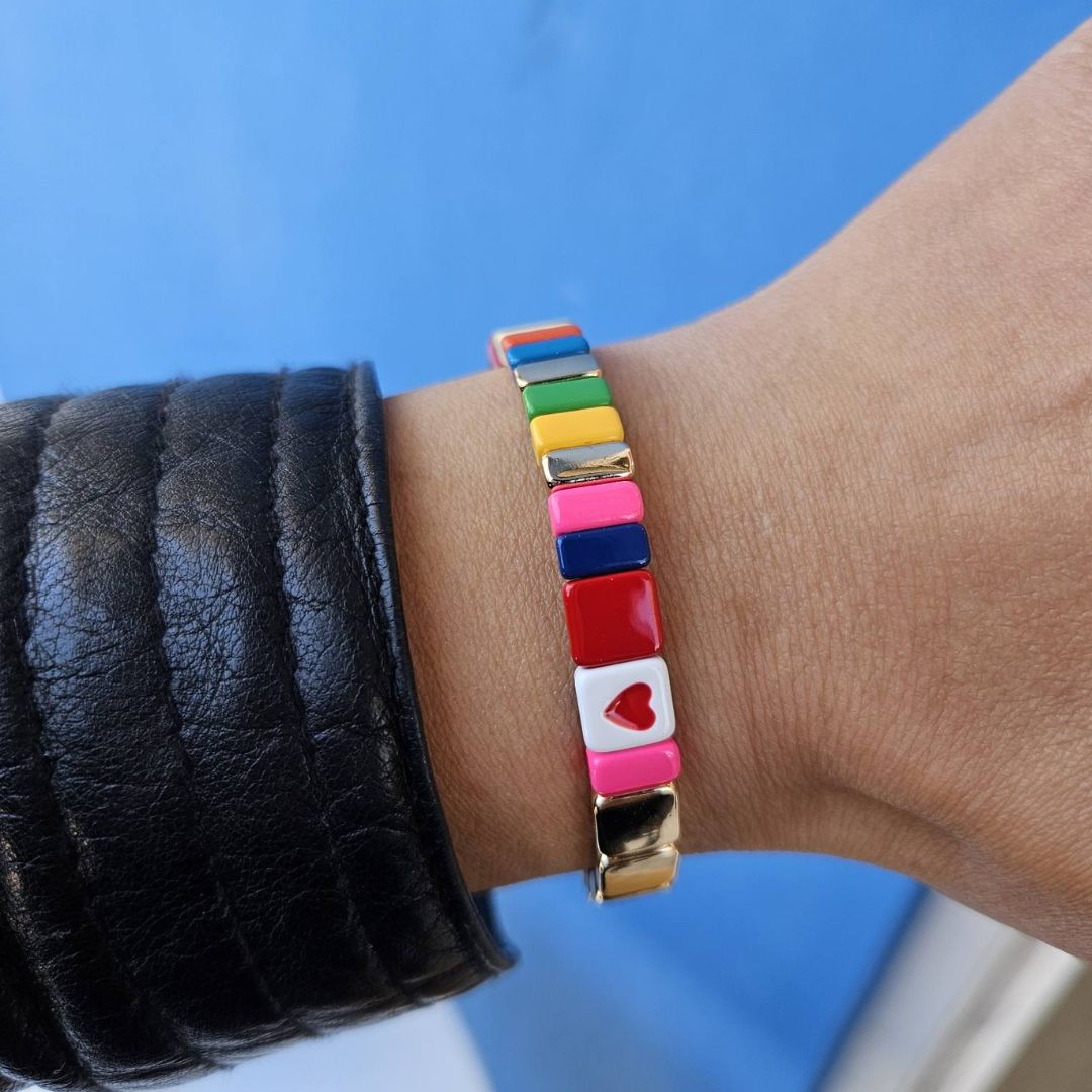 Mamacita coloful red heart Bracelet