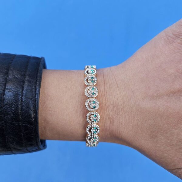 Mamacita gold/green faces bracelet