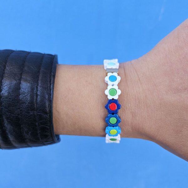 Mamacita Daisy Tile Bracelet Blue/White