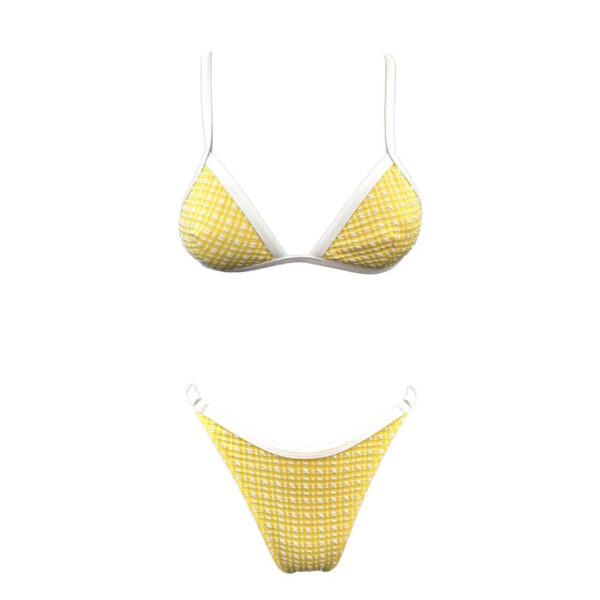 YELLOW PLAID – WHITE TRIANGLE BIKINI