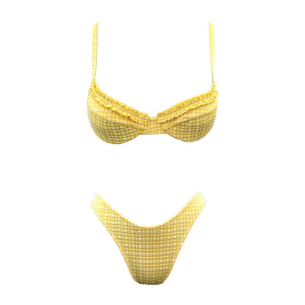 YELLOW PLAID RUFFLED BIKINI