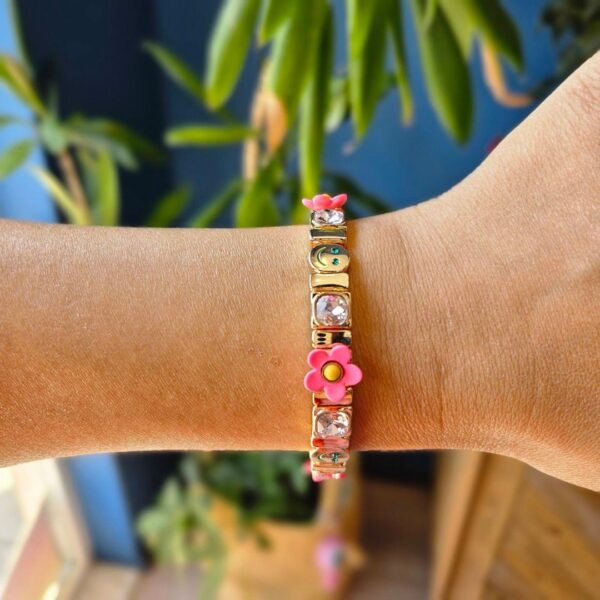 Mamacita pink flower bracelet
