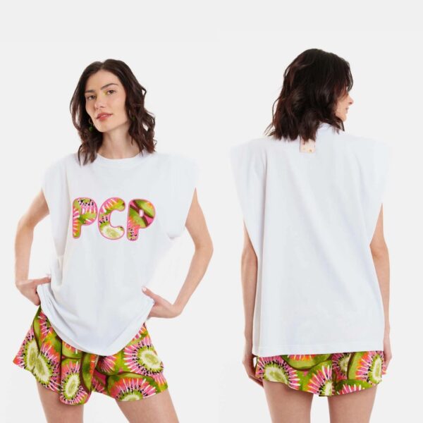 Γυναικειο Κοντομανικο Μπλουζακι με απλικε - Tropicana