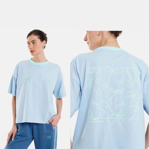 Γυναικειο Κοντομανικο με κεντημα και τυπωμα - Bows