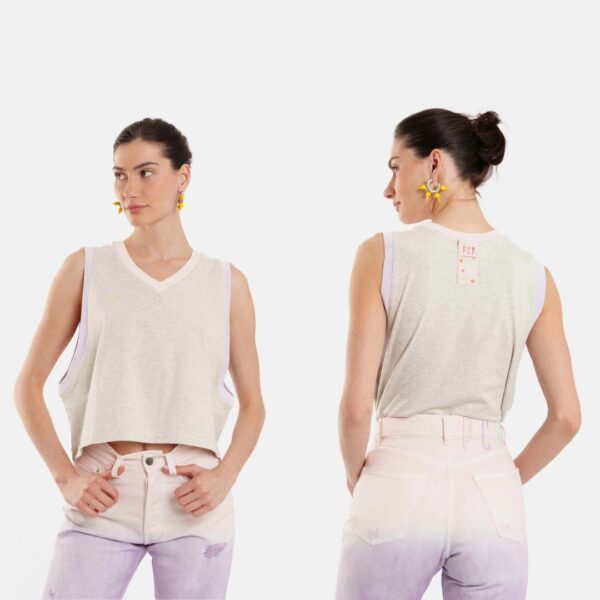 Γυναικειο Αμανικο Μπλουζακι με κεντημα - Kali Grey