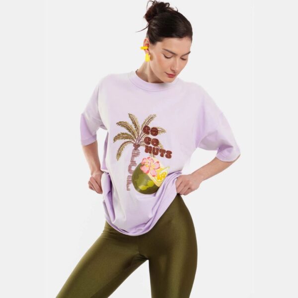 Γυναικειο Κοντομανικο Μπλουζακι με κεντημα και τυπωμα - Coconuts