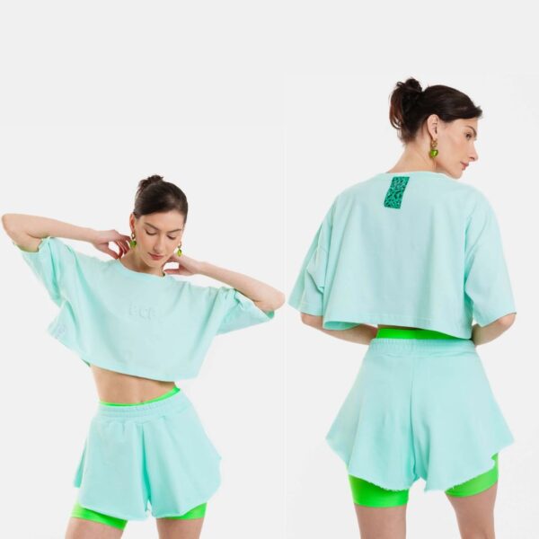 Γυναικειο Crop Top με αναγλυφο - Bubble Mint