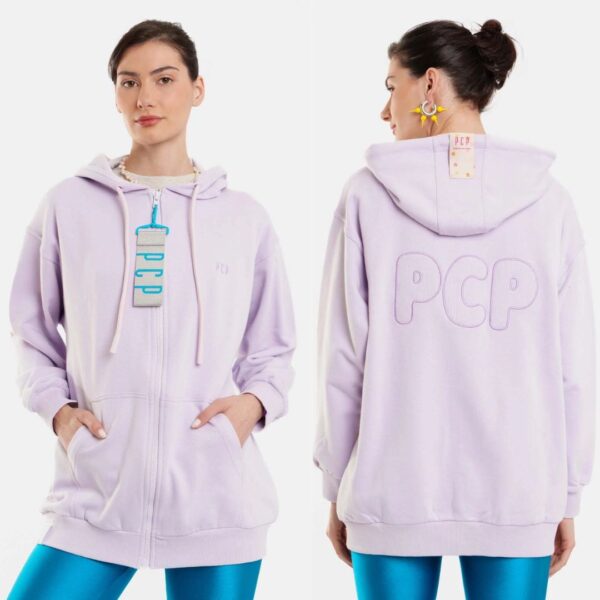 Γυναικεια Ζακετα με κουκουλα και κεντημα - Basic Lilac