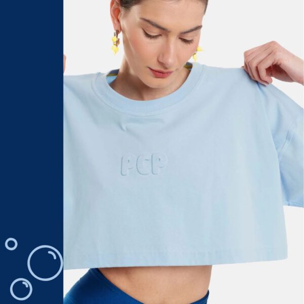 Γυναικειο Crop Top με αναγλυφο - Bubble Sky Blue