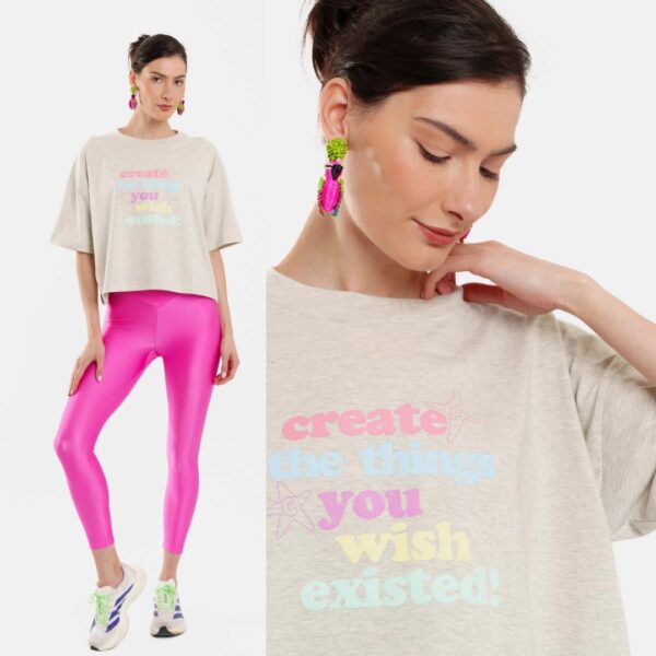 Γυναικειο Κοντομανικο Μπλουζακι με τυπωμα – Create