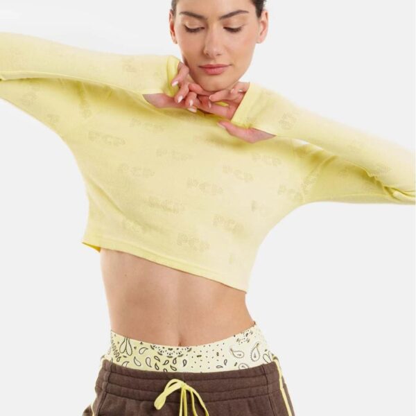 Γυναικειο Crop Top με pointelle - Elody Yellow bandana
