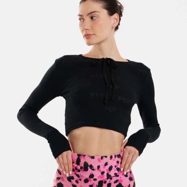 Γυναικειο Crop Top με pointelle - Elody Black