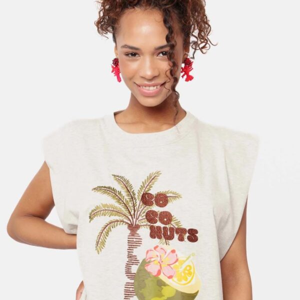 Woman Sleeveless Dress with embroidery and print - COCONUTS