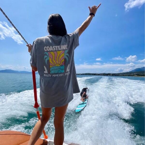 Light Grey - Coastline - Oversized Tee SALTY POPE
