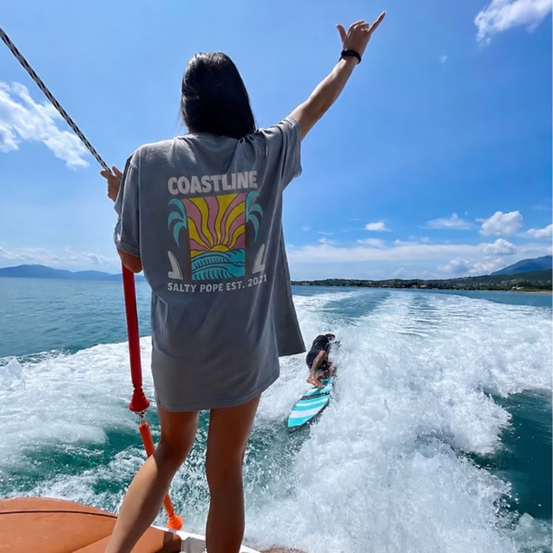Light Grey - Coastline - Oversized Tee SALTY POPE