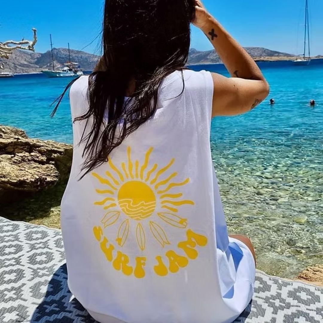 White Surf Jam Oversized Tank top SALTY POPE